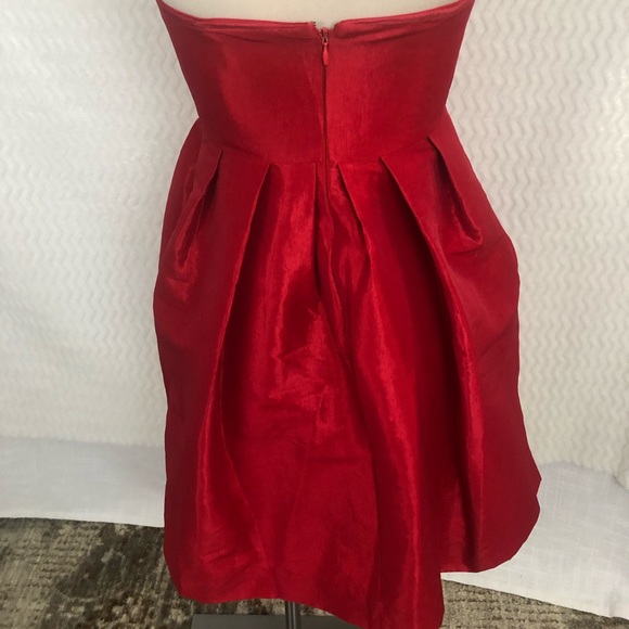 Mikael Aghal Red Pleated Mini Dress Sz 4 - Picture 4 of 6